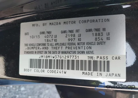 2016 Mazda Mazda3 S Touring из США, поврежденный, VIN JM1BM1W37G1297731